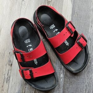 Birkenstock Mogami Birko-Flor Crimson Red + Black Footbed Size 12-12.5